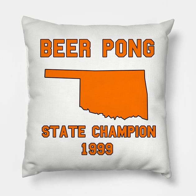 Vintage Oklahoma Beer Pong State Champion Pillow by fearcity