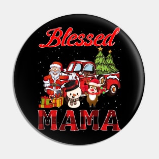 Blessed Mama Red Plaid Christmas Pin