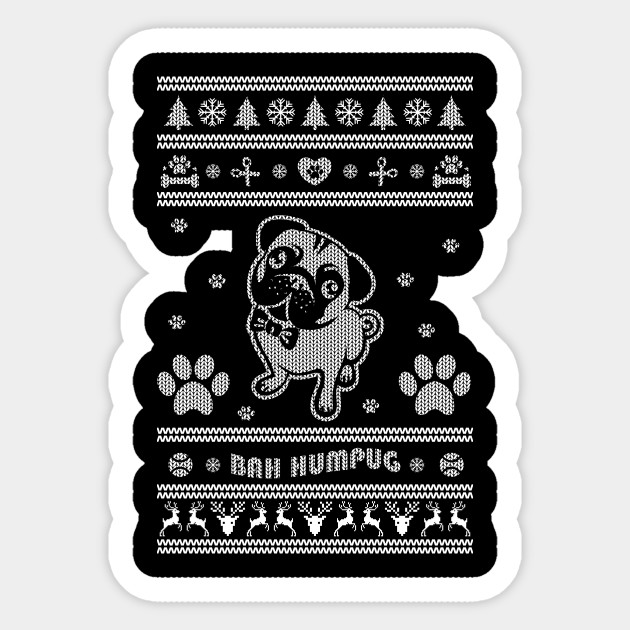 cute pug ugly christmas sweater i love pugs sticker teepublic pug ugly christmas sweater