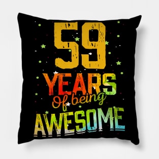 59 Years Of Being Awesome Gifts 59th Anniversary Gift Vintage Retro Funny 59 Years Birthday Men Women Pillow