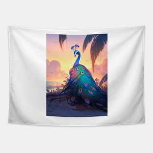 Beach Peacock Tapestry