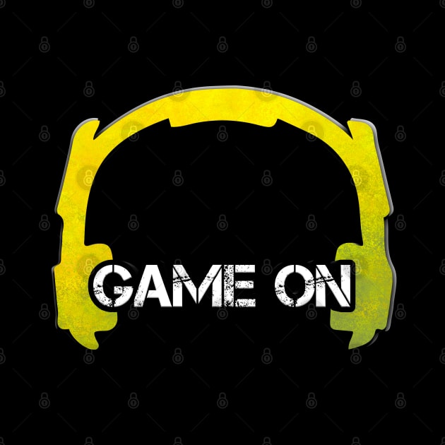 Headphones - Gamer - Graphic Gaming - Video Game Lover - Gold Yellow by MaystarUniverse