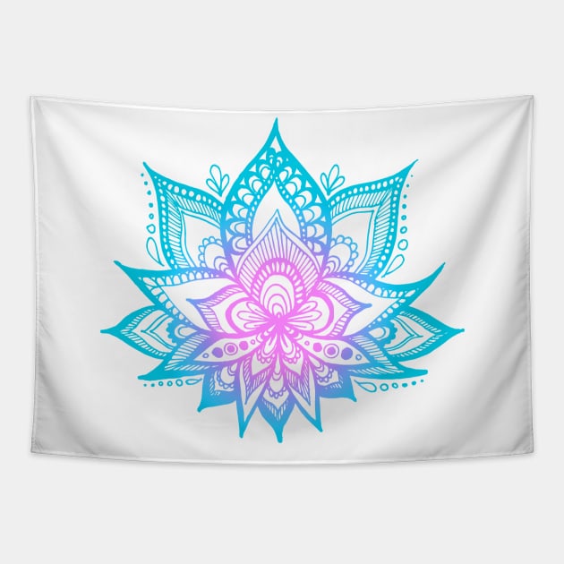 Pastel Vibes Lotus Flower Mandala Tapestry by julieerindesigns