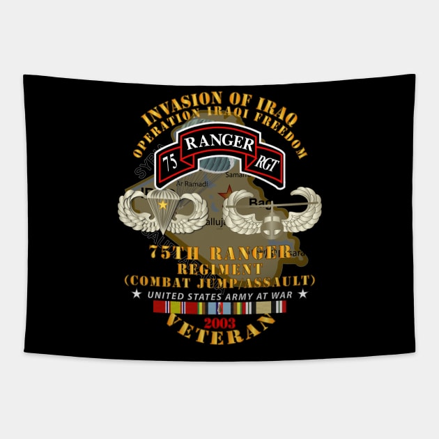 75th Ranger Regiment  - Combat Jump - Assault - OIF - Invasion - 2003 w IRAQ SVC X 300 Tapestry by twix123844
