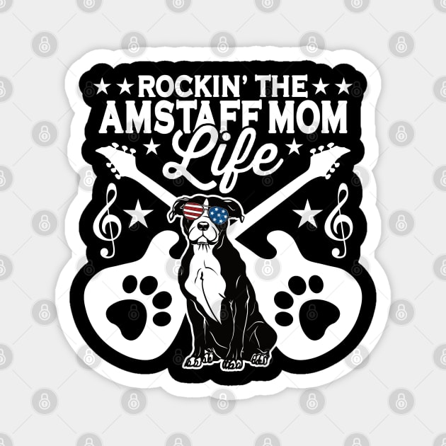 Rockin The Amstaff Mom Life Dog Lover Guitar Musician Magnet by RadStar