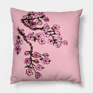 Painted Sakura Branch Pillow