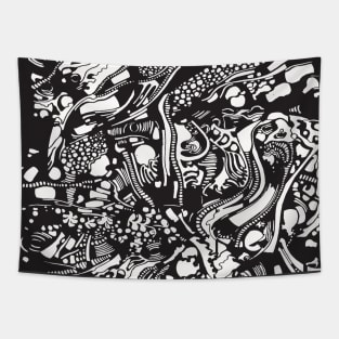 black and white tree pattern Tapestry