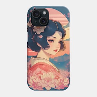 Vintage Japanese Lotus illustration Phone Case