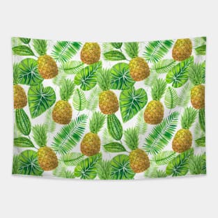 Pineapples and tropical leaves Tapestry