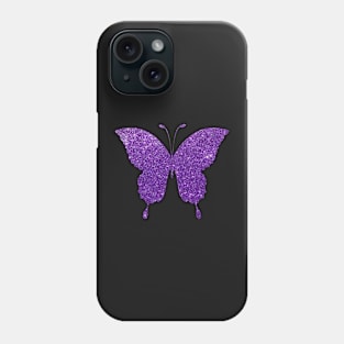 Purple Faux Glitter Butterfly Phone Case