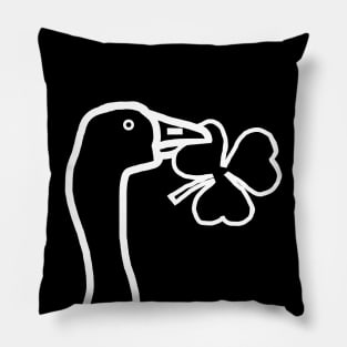 White Line Goose Stealing Shamrock Portrait Pillow