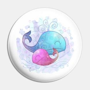 Blue & Pink Whale Pin