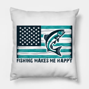 FISHING MAKES ME HAPPY Funny Quote Hilarious Sayings Humor Gift Pillow