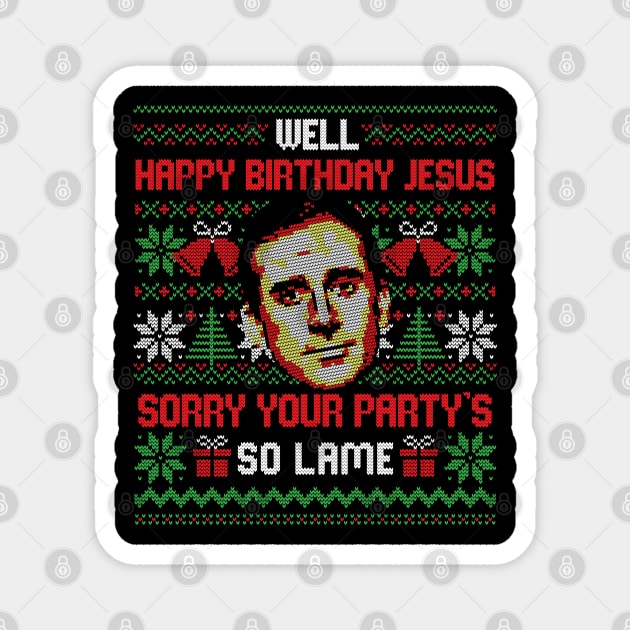 Happy Birthday Jesus Funny Ugly Sweater Magnet by eduely