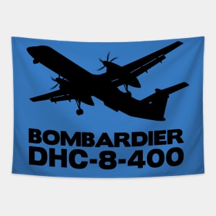 Bombardier Dash 8-400 Silhouette Print (Black) Tapestry