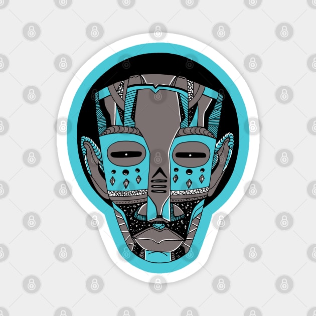 Blue Grey African Mask No 3 Magnet by kenallouis