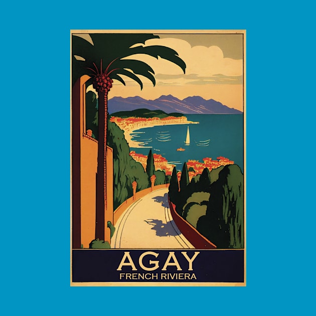 1928 FRANCE Agay French Riviera Vintage travel poster by GreenMary Design