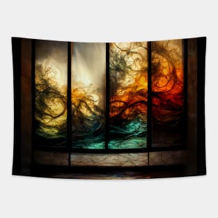 Abstract Contemporary Orange Stained Glass Window Tapestry