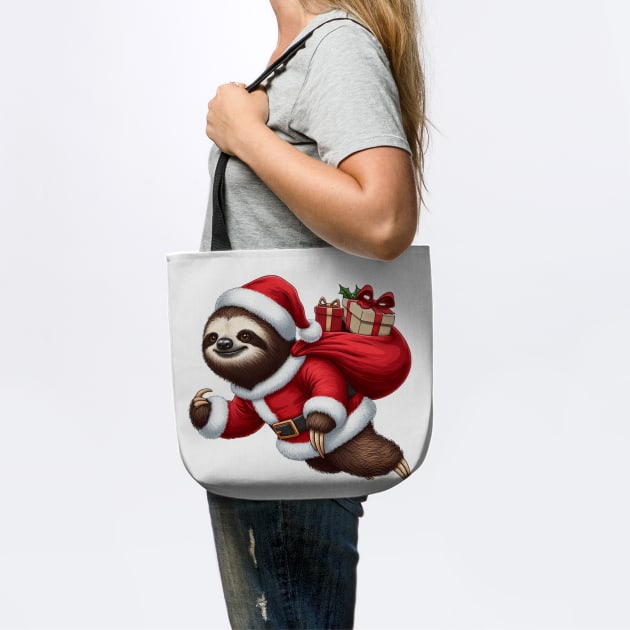 Festive Sloth Santa Christmas Xmas Holiday Funny by Frank Ring
