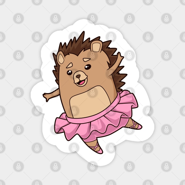 Cartoon hedgehog dancing ballet - ballerina Magnet by Modern Medieval Design