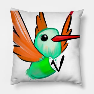 Cute Hummingbird Drawing Pillow