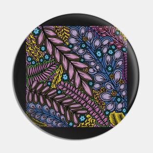 Lovely Leafy Layers - Purple, Blue, and Yellow - Digitally Illustrated Flower Pattern for Home Decor, Clothing Fabric, Curtains, Bedding, Pillows, Upholstery, Phone Cases and Stationary Pin