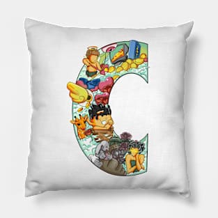 Initial Letter C doodle art Pillow