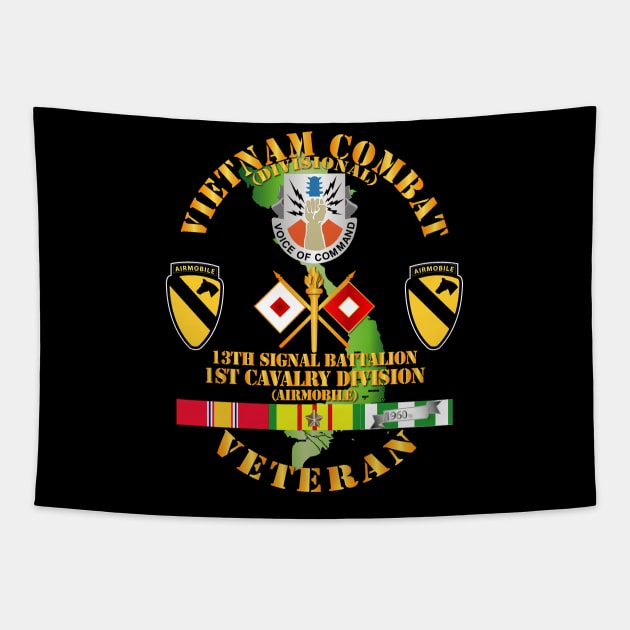 Vietnam Combat Veteran w 13 Signal Battalion DUI - 1st Cav Div Tapestry by twix123844