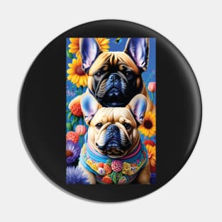 Flower Double Frenchies Pin