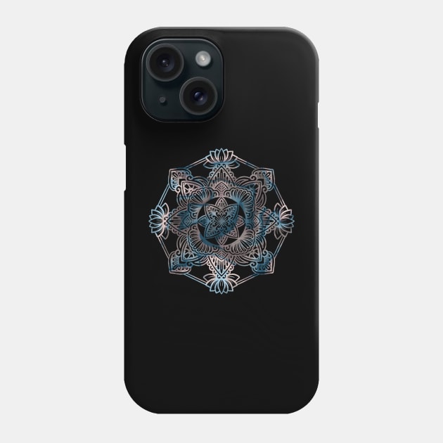 Mandala Blue Pastel Phone Case by Raa Mandala and Doodle