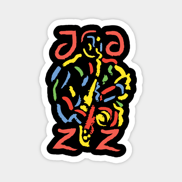 Jazz Saxophonist Modern Art Style Magnet by jazzworldquest