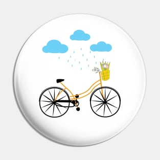 Cycling In Rain, Bicycle Pin