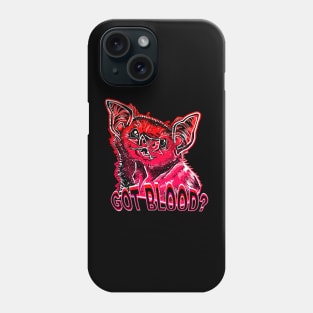 GOT BLOOD? Neon cute Vampire bat face shirt RED Phone Case