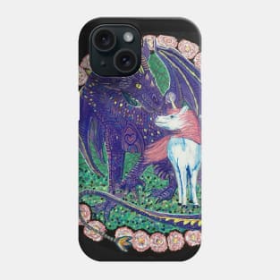 Purple dragon and unicorn Phone Case