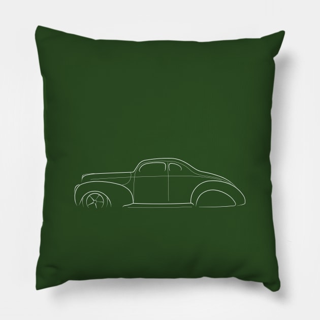 Chopped 1940 Ford Coupe - Profile stencil, white Pillow by mal_photography