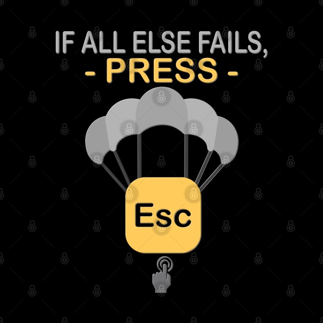 If all else fails Press Escape ESC, Geek Nerd, Funny Computer, Quote Saying, IT Developer, Control Alt Delete, IT Tech Support, IT Technician, Programmer by DESIGN SPOTLIGHT