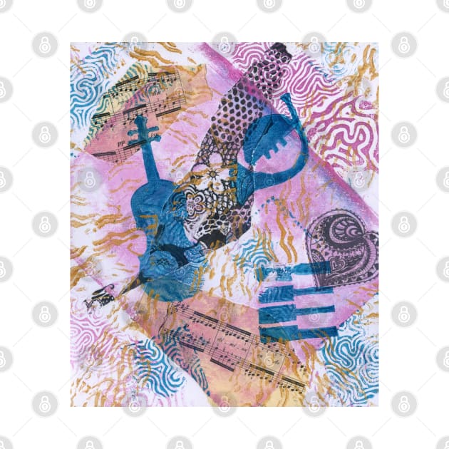 Musical Memories 5 Faux Chine Colle Monoprint by Heatherian