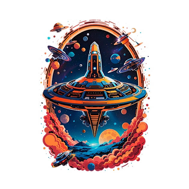 Alien Spaceship Trooping by Best T-Shirts