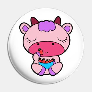 Sitting Cow - Strawberry Milkshake Cow Pin