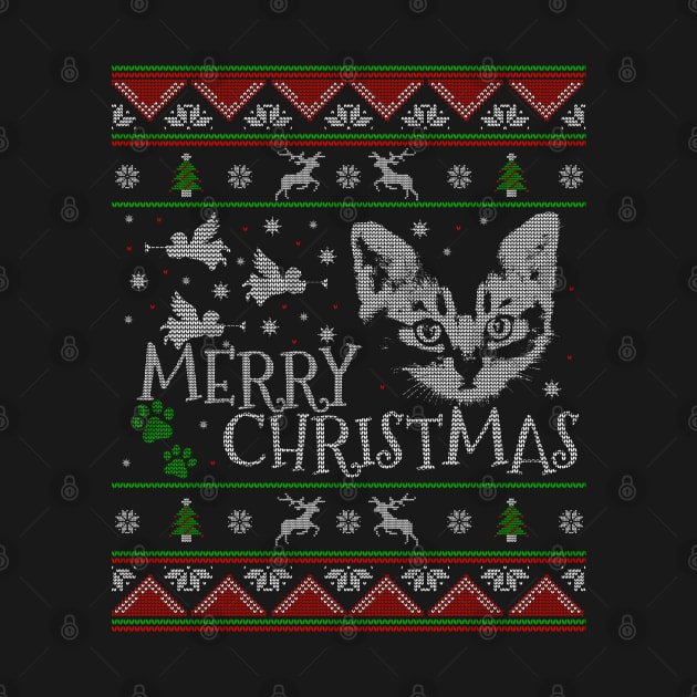 Cute American Shorthair Christmas Cat Tree and Raindeers - American Shorthair Christmas Cat by giftideas