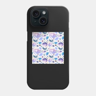 Blue and Purple Cats and Flowers Phone Case