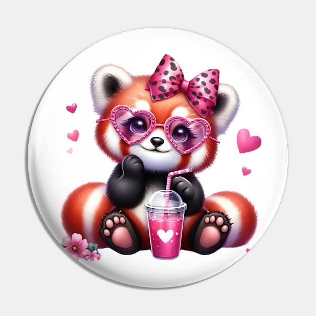 Valentine Fox Drinking Ice Cream Pin by Chromatic Fusion Studio