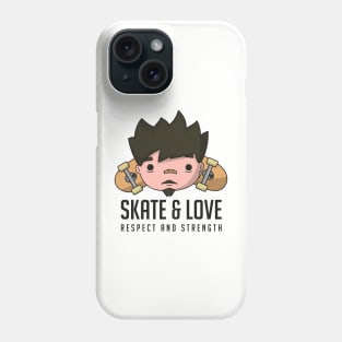 Boy with skateboard cartoon character logo Phone Case