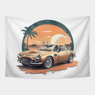 Vintage Summer Aston Martin DB3 Beach Sunset sports car Tapestry