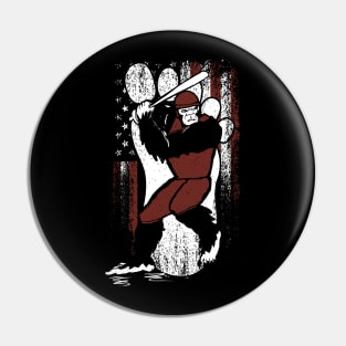 Bigfoot Baseball American Flag Pin