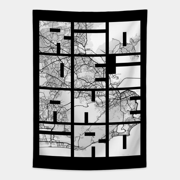 Rio de Janeiro, Brazil City Map Typography - Light Tapestry by deMAP Studio