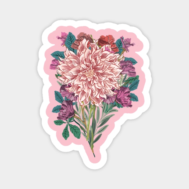 Botanical Pink Flower Magnet by letnothingstopyou