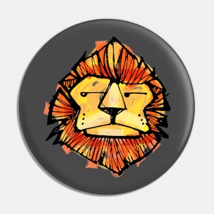 Childish lion illustration or drawing Pin