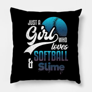 Girl Softball Slime Love Sport And Baseball Player Pillow