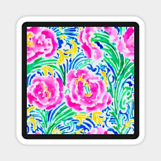 Roses and branches watercolor seamless pattern Magnet